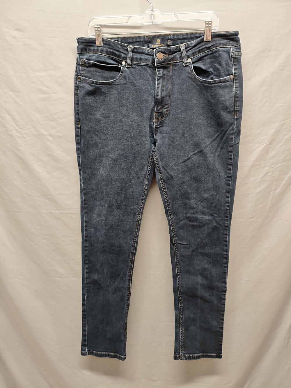 Guide London Jeans Mens 42x32 Blue Stretch Slim Tapered Denim Pants Casual